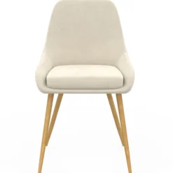 Lot de 4 chaises de salle à manger en velours beige avec demi-accoudoirs