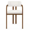 Lot de 2 chaises de salle à manger, fauteuils de table en métal effet noyer et tissu bouclette avec accoudoirs