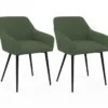 Lot de 2 chaises de salle à manger, fauteuils de table en velours côtelé vert kaki