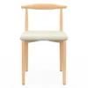 Lot de 6 chaises en imitation bois et assise en tissu beige pour salle à manger