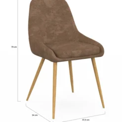 Lot de 6 chaises en tissu chenille mix color taupe x2, beige x2, marron x2 et pieds effet bois avec accoudoirs