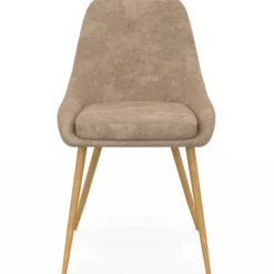 Lot de 6 chaises en tissu chenille mix color taupe x2, beige x2, marron x2 et pieds effet bois avec accoudoirs