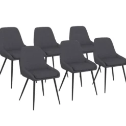 Lot de 6 chaises en tissu gris avec accoudoirs