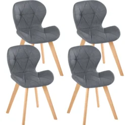 Lot de 4 chaises en tissu gris foncé design pour salle à manger