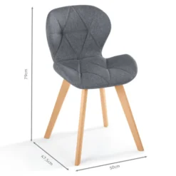 Lot de 4 chaises en tissu gris foncé design pour salle à manger