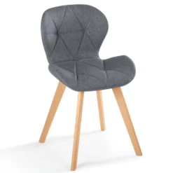 Lot de 4 chaises en tissu gris foncé design pour salle à manger