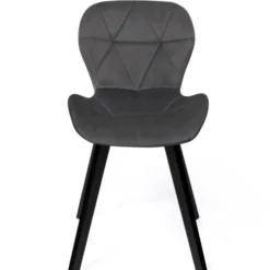 Lot de 6 chaises en velours avec assises matelassées bleu, gris et jaune