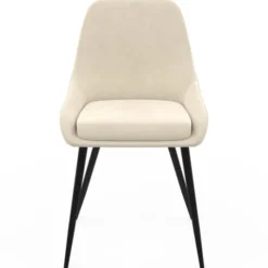 Lot de 4 chaises en velours beige avec demi-accoudoirs