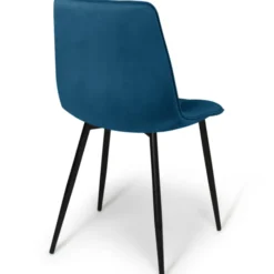 Lot de 6 chaises en velours bleu x2, jaune, gris clair et gris foncé x2 matelassé