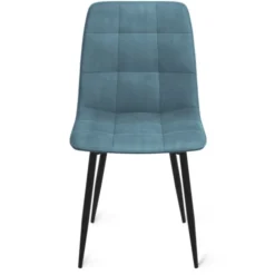 Lot de 6 chaises en velours couleur pastel bleu, rose et gris matelassées