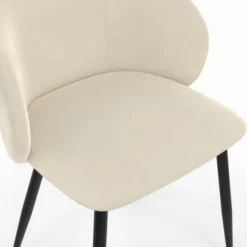 Lot de 6 chaises en velours crème pour salle à manger