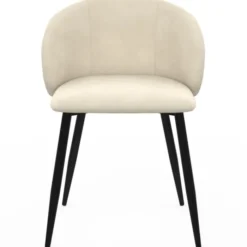 Lot de 6 chaises en velours crème pour salle à manger