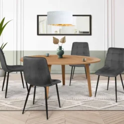 Lot de 4 chaises en velours gris foncé