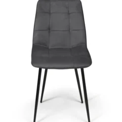 Lot de 4 chaises en velours gris foncé