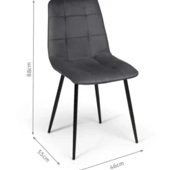 Lot de 6 chaises en velours gris foncé matelassé