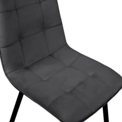 Lot de 6 chaises en velours gris foncé matelassé