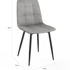 Lot de 6 chaises en velours gris foncé, gris clair, beige, noir et patchworks x2 pour salle à manger
