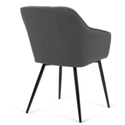 Lot de 2 chaises en velours gris avec accoudoirs