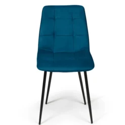 Lot de 6 chaises en velours mix color bleu et gris matelassées