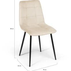 Lot de 6 chaises en velours mix color terracotta et beige avec assises matelassées