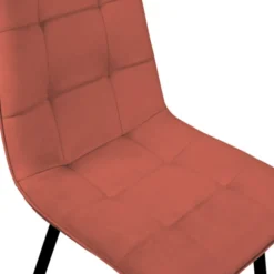 Lot de 6 chaises en velours mix color terracotta et beige avec assises matelassées