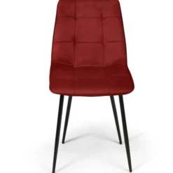 Lot de 6 chaises en velours mix color vintage bordeaux x2, gris foncé x2, jaune ocre x2
