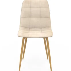 Lot de 6 chaises en velours mix color taupe x2, beige x2, marron x2 et pieds effet bois pour salle à manger