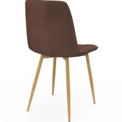 Lot de 6 chaises en velours mix color taupe x2, beige x2, marron x2 et pieds effet bois pour salle à manger