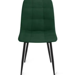 Lot de 6 chaises en velours mix vert, jaune et gris matelassées