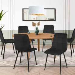 Lot de 6 chaises en velours noir