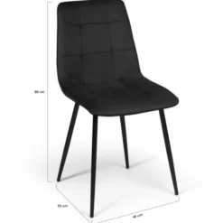 Lot de 6 chaises en velours noir