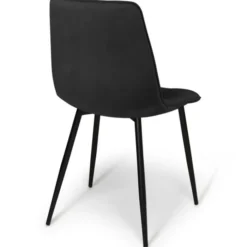 Lot de 4 chaises en velours noir pour salle à manger