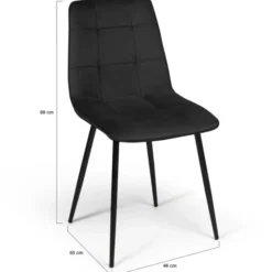 Lot de 4 chaises en velours noir pour salle à manger