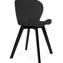 Lot de 4 chaises en velours noir pieds noirs