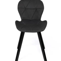 Lot de 4 chaises en velours noir pieds noirs