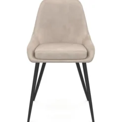 Lot de 6 chaises en velours taupe avec accoudoirs