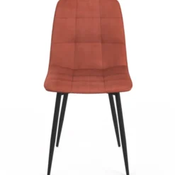 Lot de 4 chaises en velours terracotta avec des assises matelassées