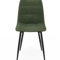 Lot de 6 chaises en velours vert kaki pour salle à manger