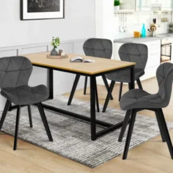 Lot de 4 chaises matelassées velours gris foncé