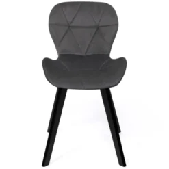 Lot de 4 chaises matelassées velours gris foncé