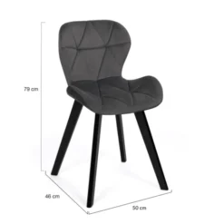 Lot de 4 chaises matelassées velours gris foncé