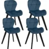 Lot de 4 chaises matelassées velours bleu