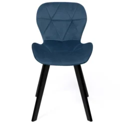 Lot de 4 chaises matelassées velours bleu