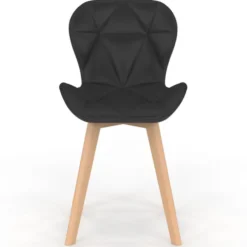 Lot de 6 chaises modernes en PU noir pieds en bois pour salle à manger design