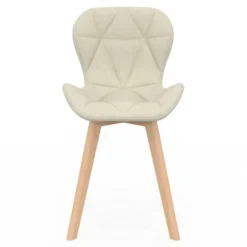 Lot de 6 chaises modernes en tissu beige pour salle à manger assises matelassées
