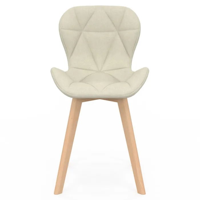 Lot de 6 chaises modernes en tissu beige pour salle à manger assises matelassées
