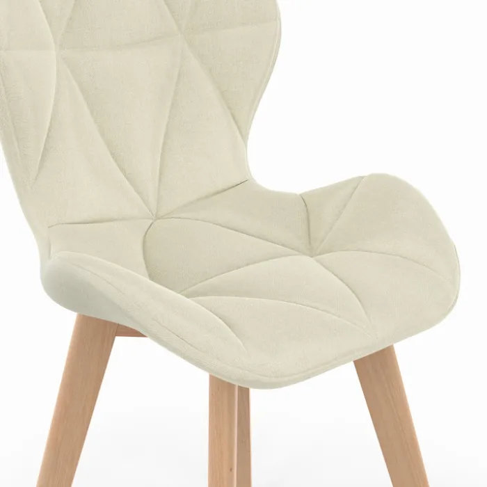 Lot de 6 chaises modernes en tissu beige pour salle à manger assises matelassées