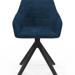 Lot de 2 chaises pivotantes de salle à manger, fauteuils de table en velours bleu