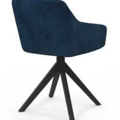 Lot de 2 chaises pivotantes de salle à manger, fauteuils de table en velours bleu