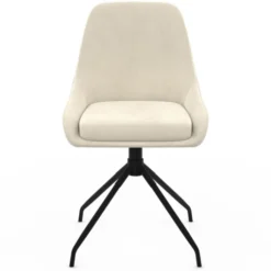 Lot de 4 chaises pivotantes en velours beige avec accoudoirs